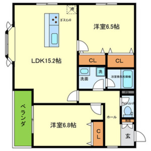 神戸市中央区北野町のマンションの間取り