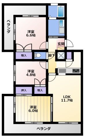 レイクパレス中村A棟の間取り