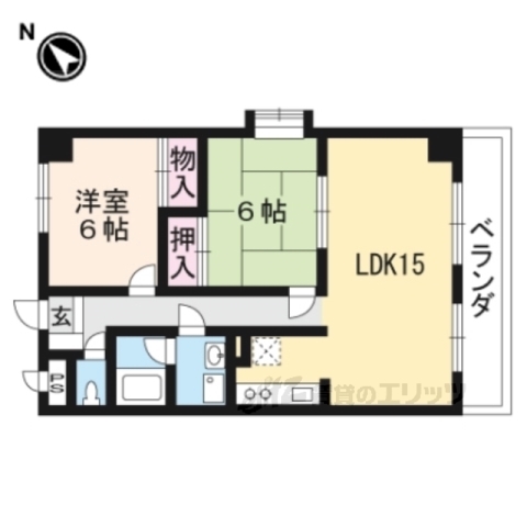 乙訓郡大山崎町字下植野のマンションの間取り