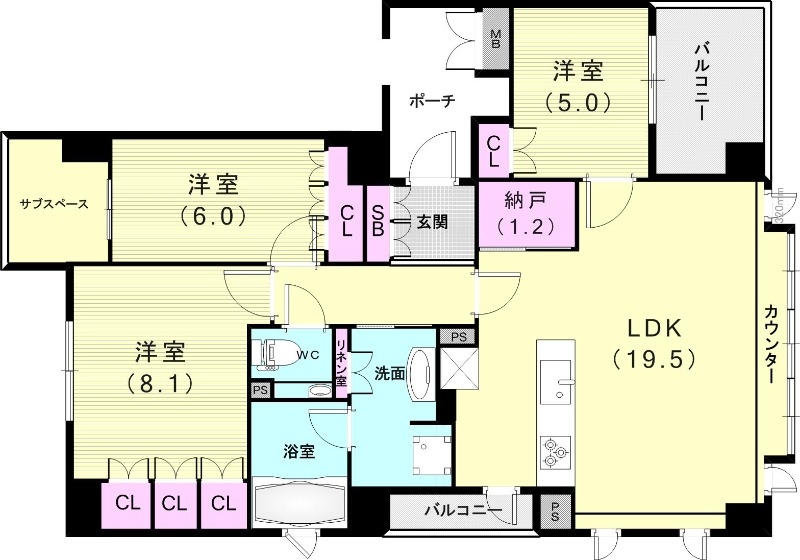 【グランドメゾン山芦屋の間取り】