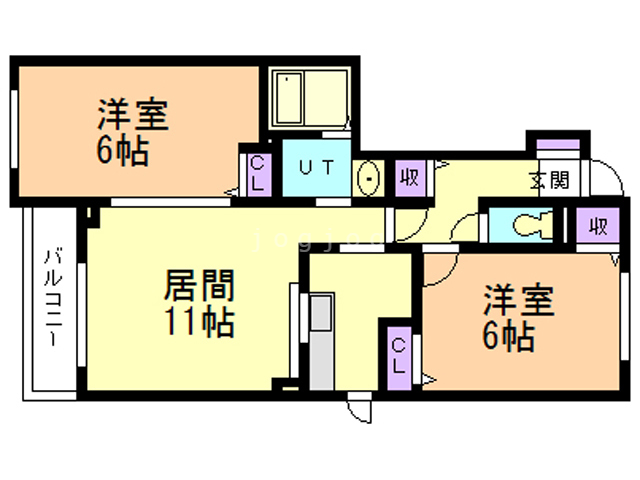 札幌市北区拓北四条のアパートの間取り