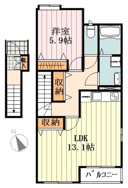 西多摩郡日の出町大字平井のアパートの間取り