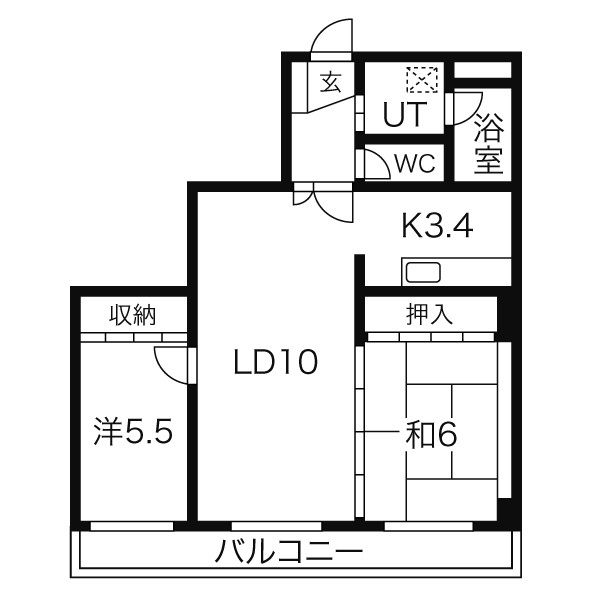 札幌市豊平区月寒東三条のマンションの間取り