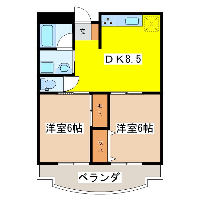 東広島市西条末広町のマンションの間取り