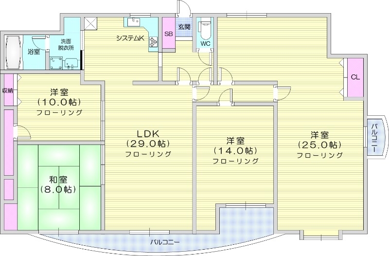 札幌市北区北二十八条西のマンションの間取り