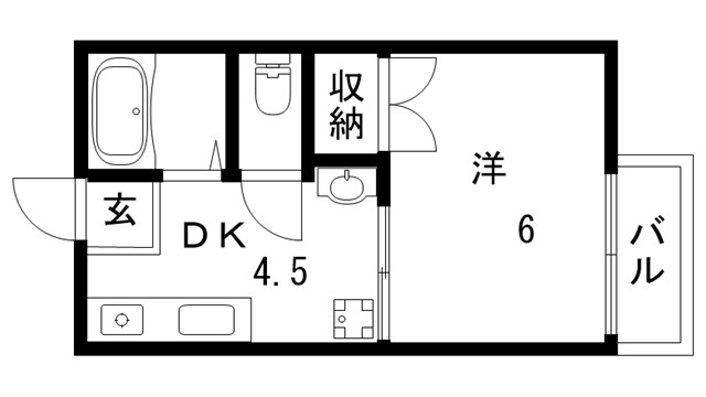 神戸市須磨区関守町のアパートの間取り