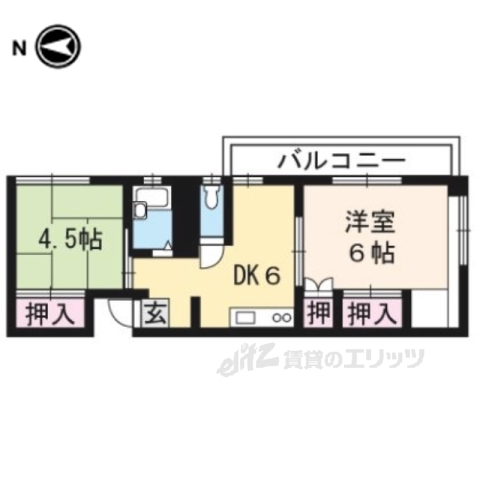 京都市左京区岩倉三宅町のマンションの間取り