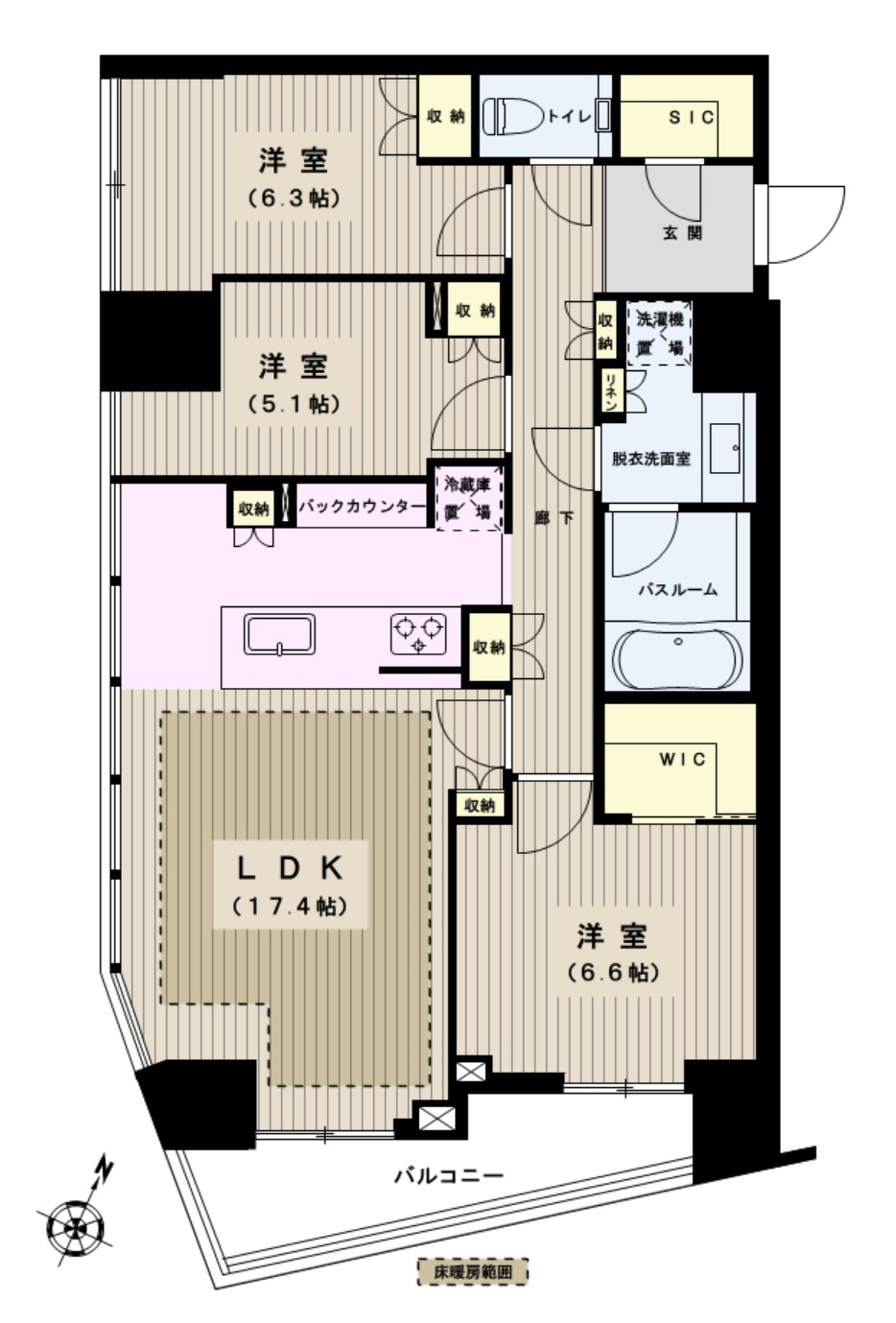 ブランズタワー文京小日向の間取り