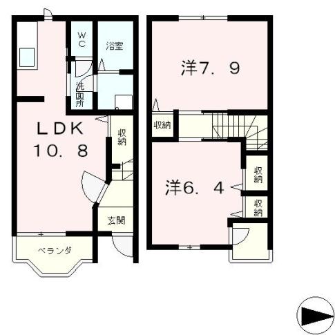 大津市南郷のアパートの間取り