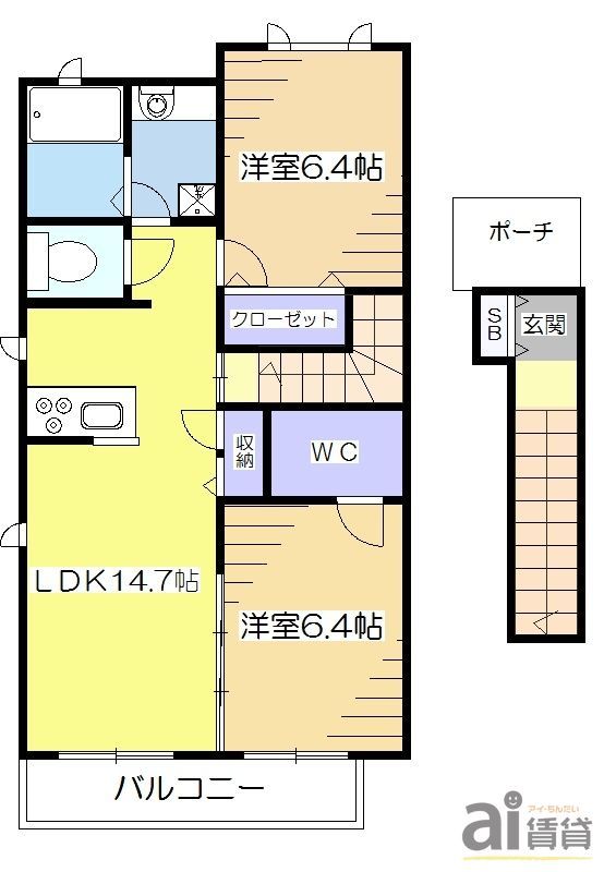 東村山市廻田町のアパートの間取り