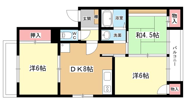 豊中市玉井町のマンションの間取り