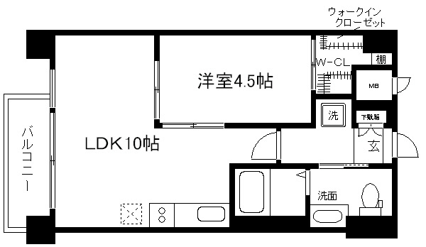 京都市東山区東町のマンションの間取り