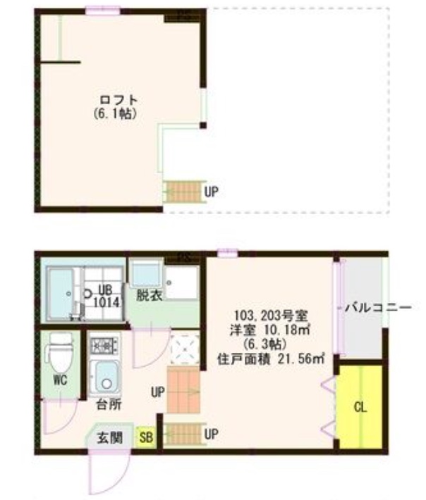 大阪市東住吉区桑津のアパートの間取り