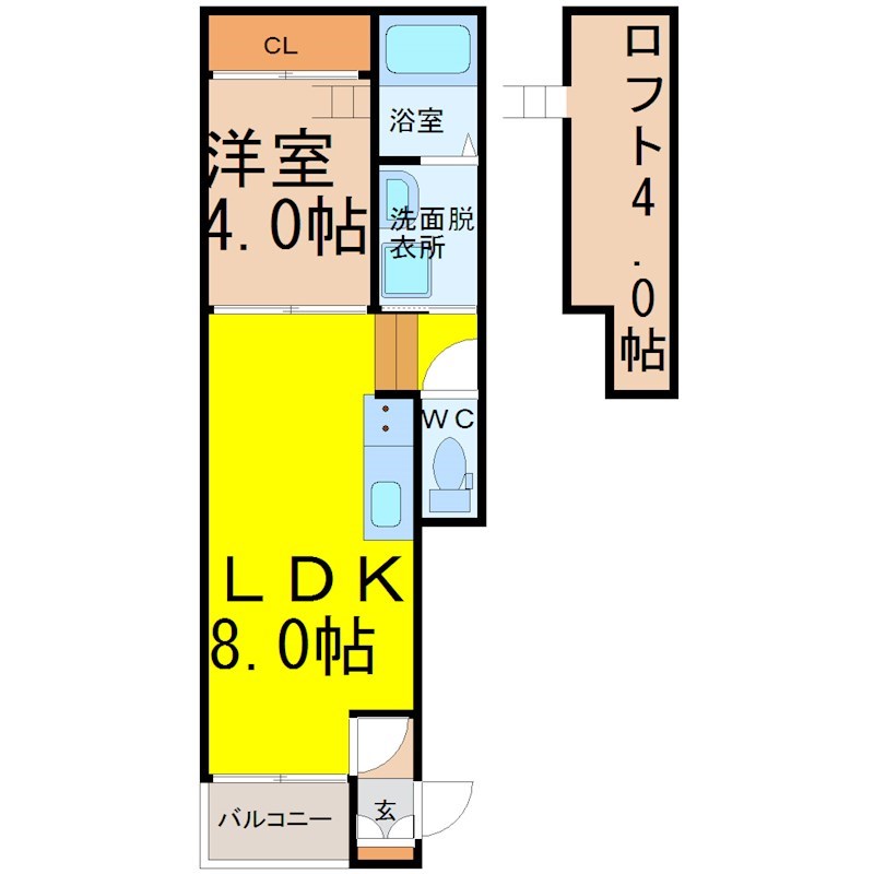 名古屋市瑞穂区神前町のアパートの間取り