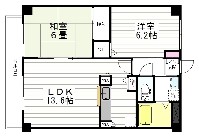 仙台市宮城野区枡江のマンションの間取り