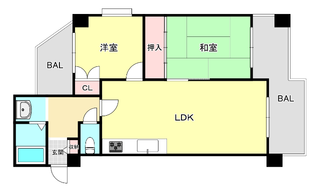 神戸市東灘区御影本町のマンションの間取り