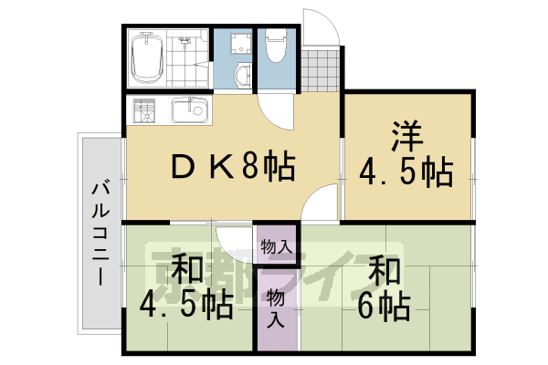 京都市西京区松尾鈴川町のアパートの間取り