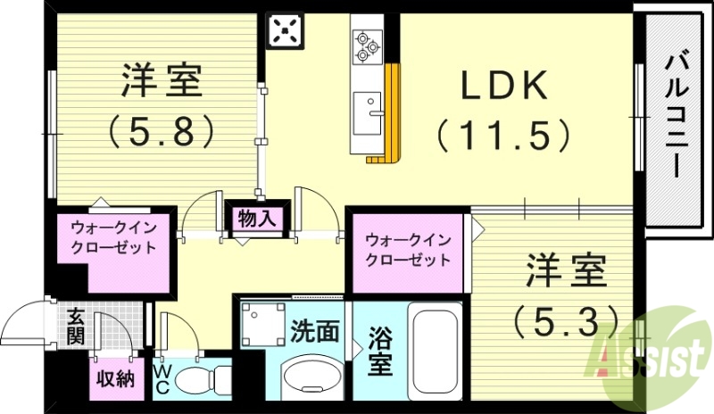 明石市沢野南町のアパートの間取り