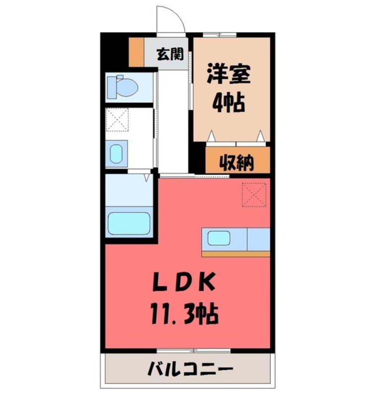 栃木市平柳町のアパートの間取り