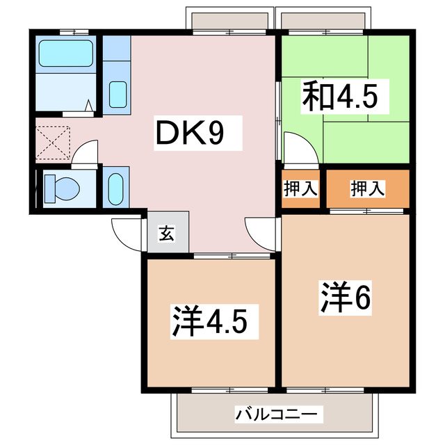 安曇野市三郷明盛のアパートの間取り