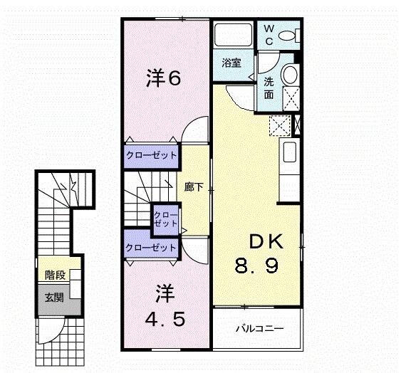 座間市四ツ谷のアパートの間取り