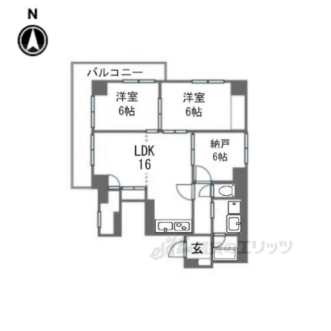 京都市中京区中島町のマンションの間取り