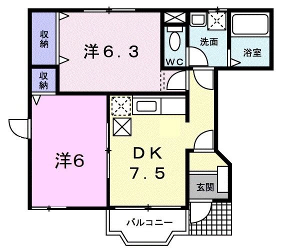 岩国市装束町のアパートの間取り