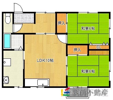 久留米市北野町八重亀のアパートの間取り