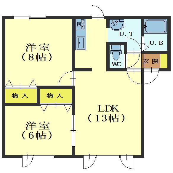 北斗市追分のアパートの間取り