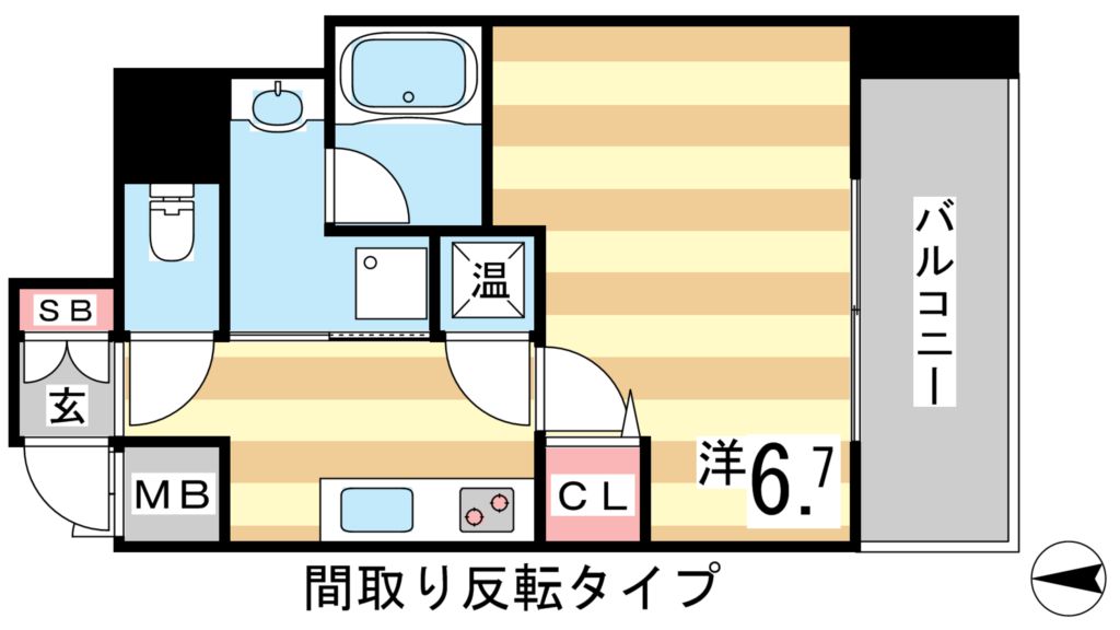 神戸市中央区北長狭通のマンションの間取り