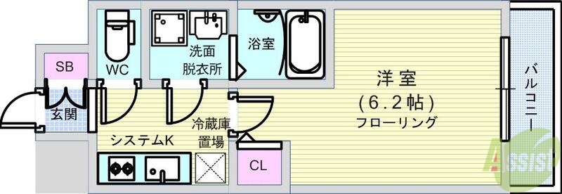 大阪市西区南堀江のマンションの間取り