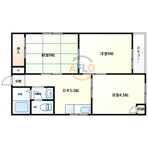 大阪市阿倍野区阪南町のマンションの間取り