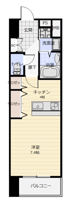 仙台市宮城野区苦竹のマンションの間取り