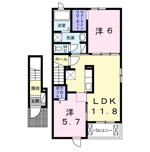 鹿嶋市大字宮中のアパートの間取り