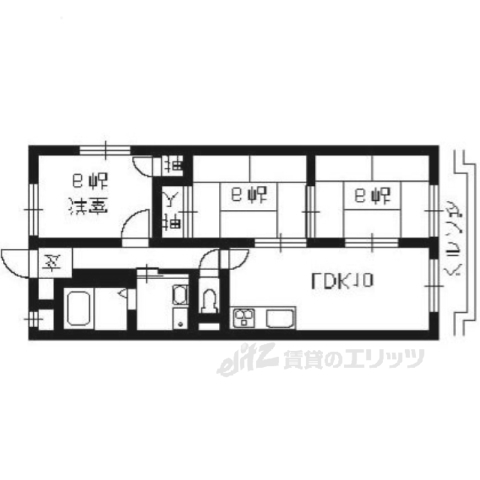 【京都市西京区牛ケ瀬南ノ口町のマンションの間取り】