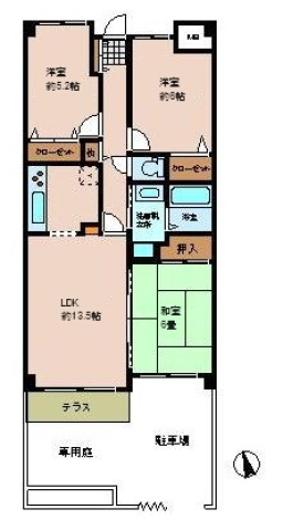 広島市西区南観音のマンションの間取り