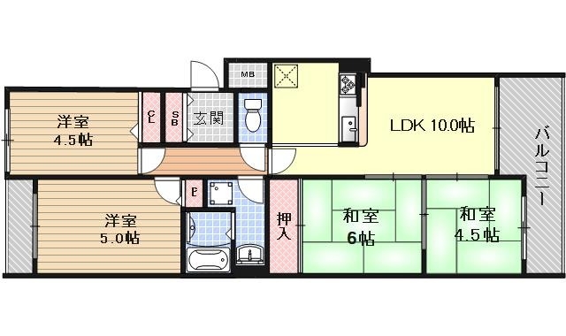 ライオンズマンション太秦の間取り