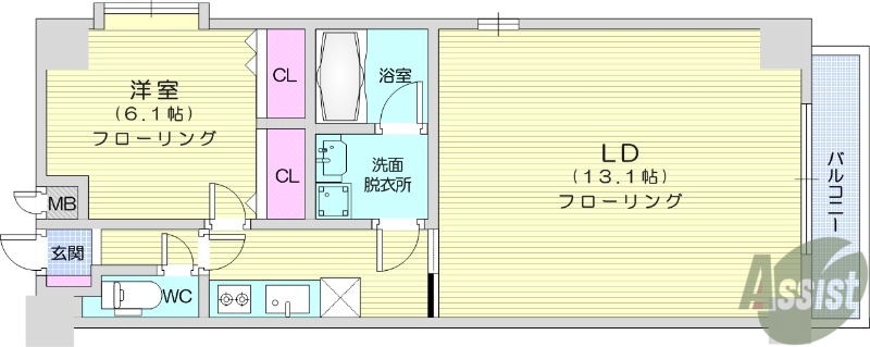 仙台市太白区中田町のマンションの間取り