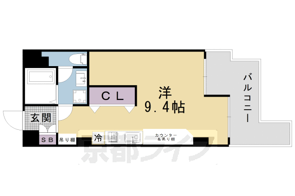 【京都市北区衣笠東開キ町のマンションの間取り】