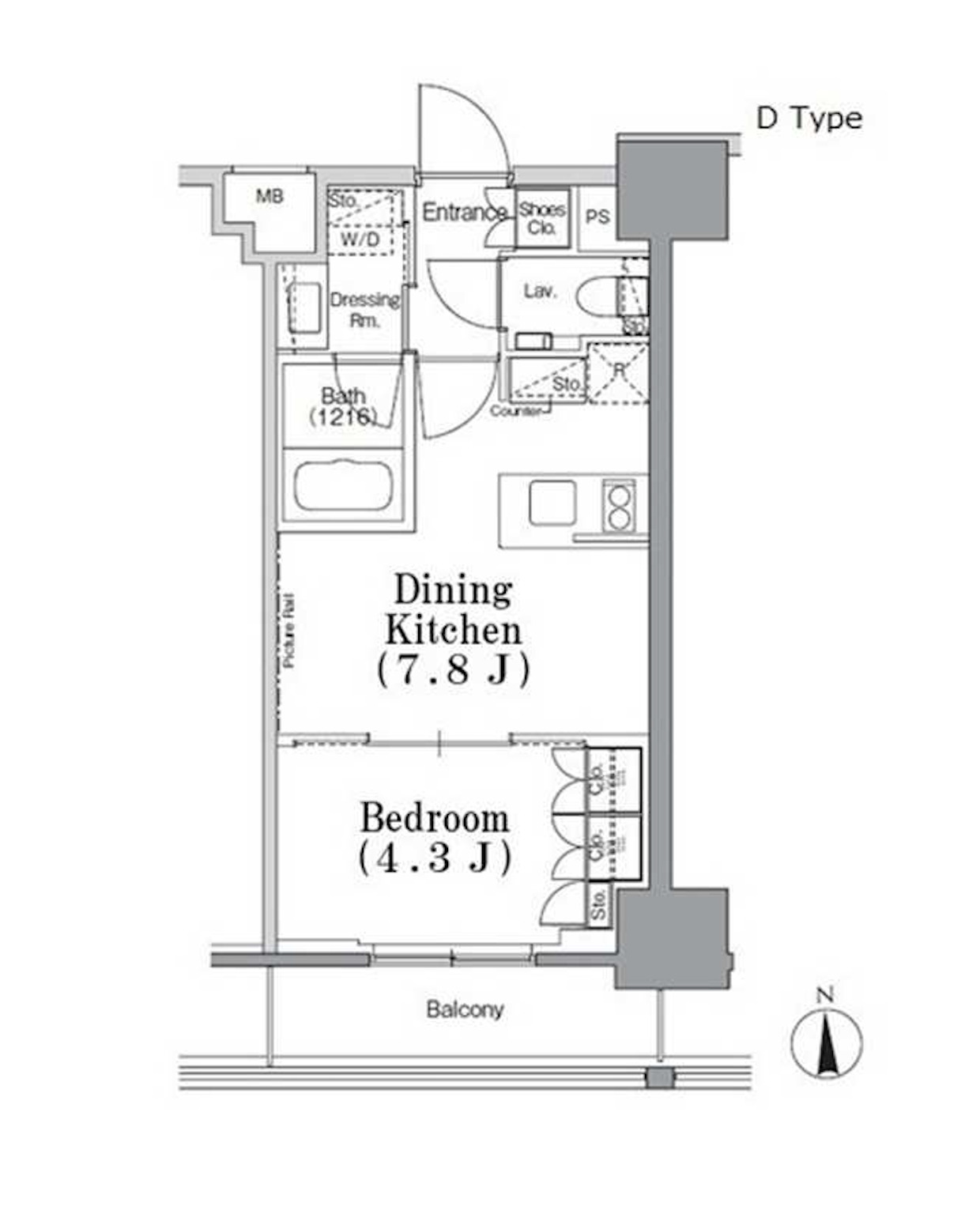 千代田区飯田橋のマンションの間取り