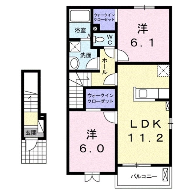 佐久市小田井のアパートの間取り