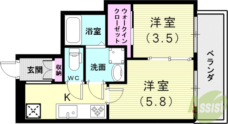 デコール神戸Iの間取り