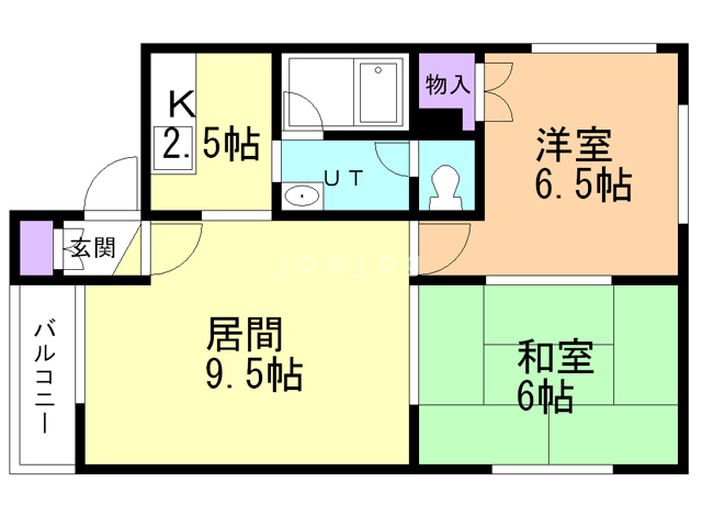 札幌市西区八軒四条東のアパートの間取り