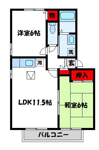 宗像市葉山のアパートの間取り