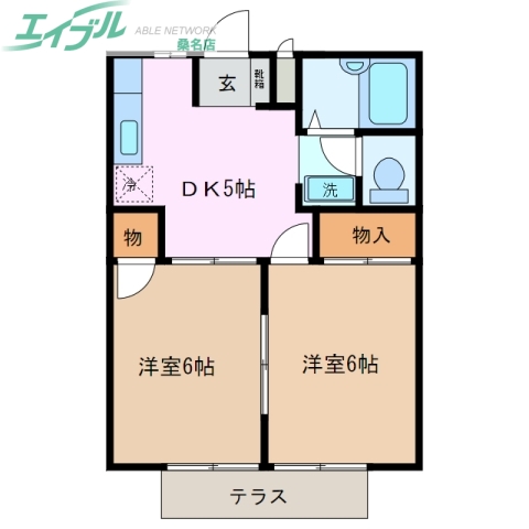 桑名市大字和泉のアパートの間取り