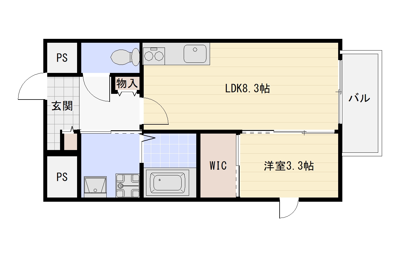 大阪市平野区瓜破のマンションの間取り