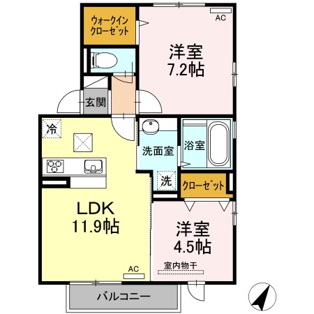 鹿児島市吉野町のアパートの間取り