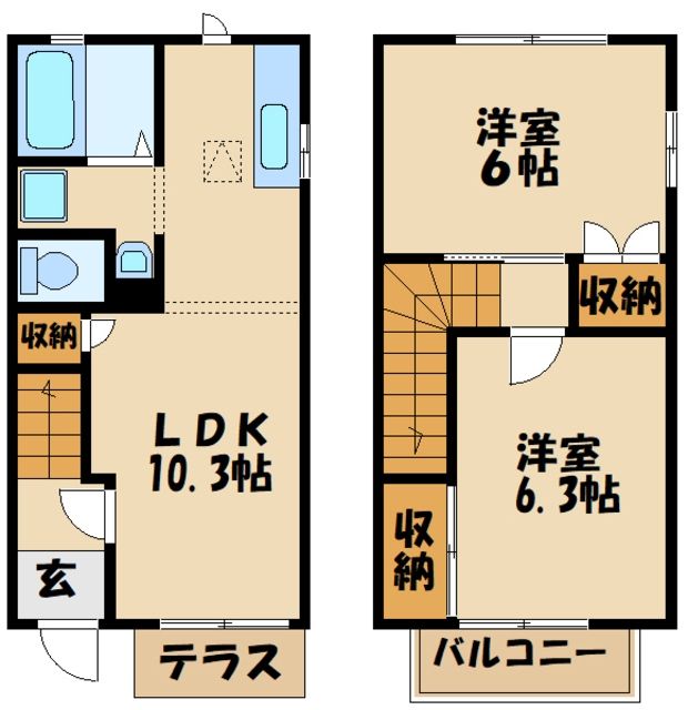 相模原市中央区淵野辺本町のアパートの間取り