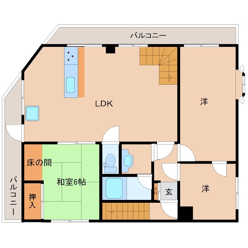 尼崎市東難波町のマンションの間取り