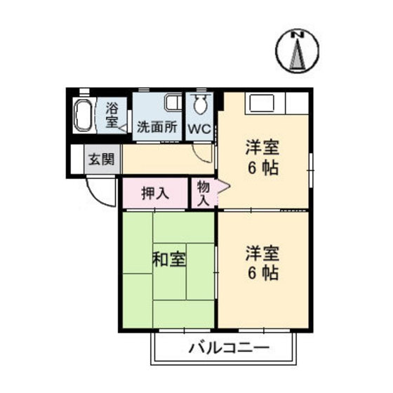 岡山市北区七日市西町のアパートの間取り